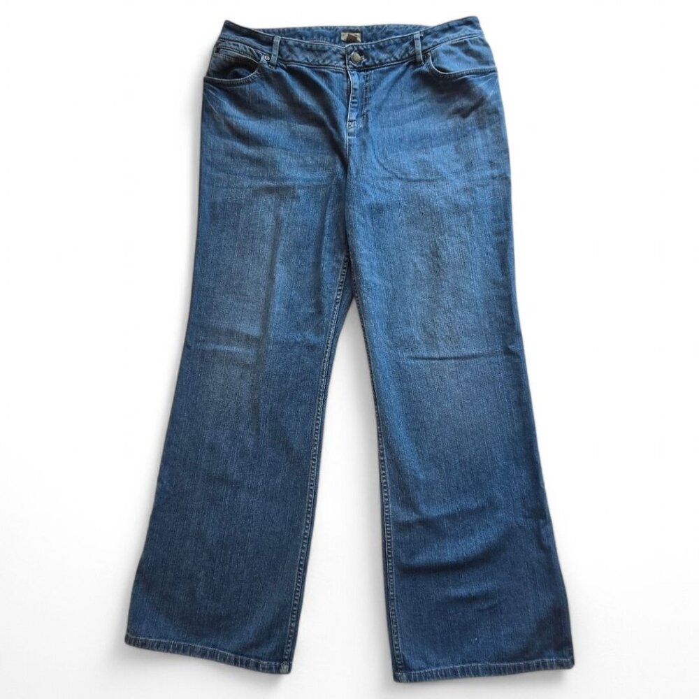 J Jill Womens Boot Cut Stretch Jeans Size 14 Blue Mid-Rise Medium Wash Denim